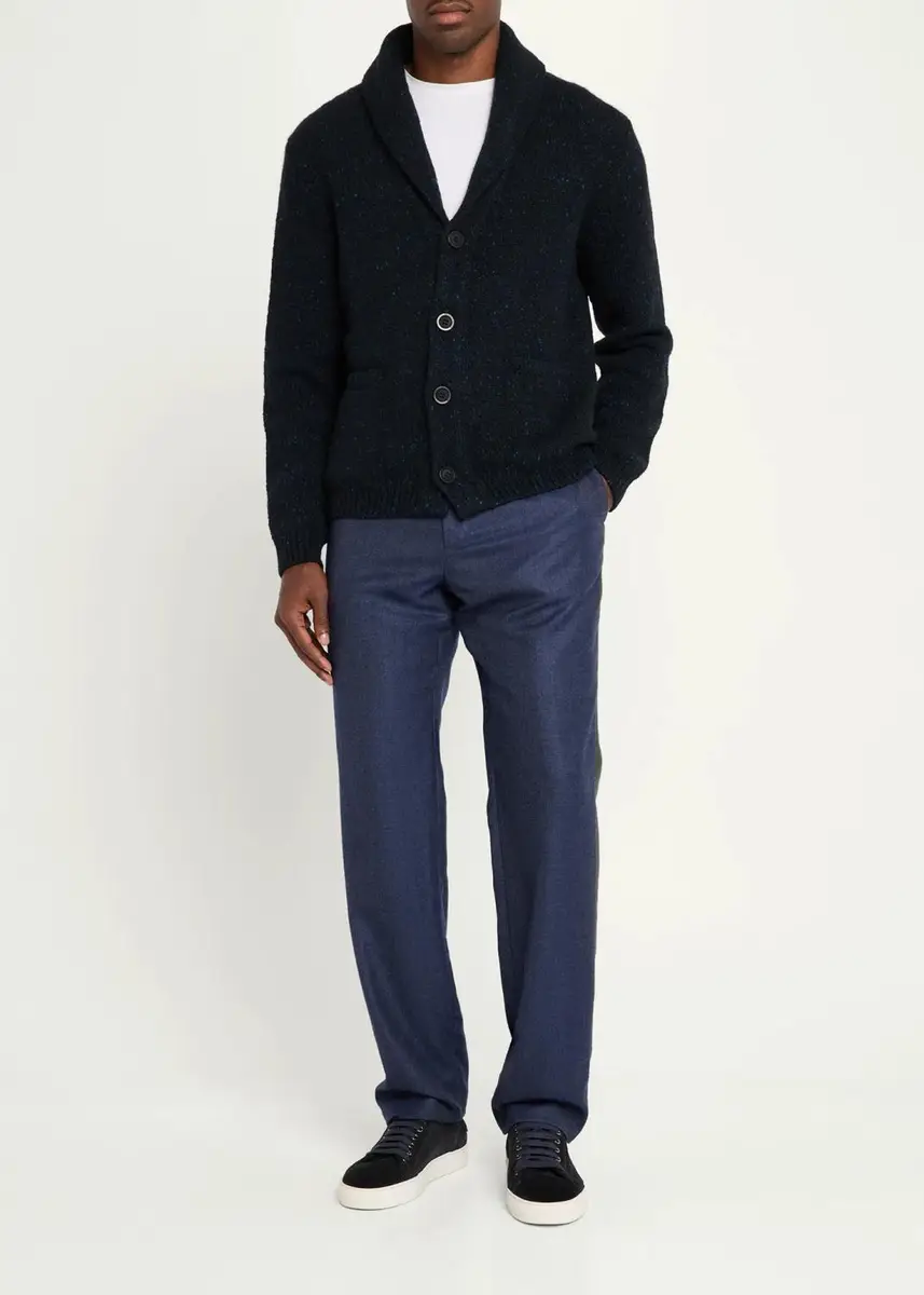 Iris Von Arnim Men's Melange Knit Wool & Cashmere Cardigan | Thumbnail 2 Iris Von Arnim Men's Melange Knit Wool & Cashmere Cardigan | Thumbnail 2
