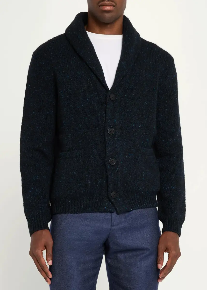 Iris Von Arnim Men's Melange Knit Wool & Cashmere Cardigan | Thumbnail 4 Iris Von Arnim Men's Melange Knit Wool & Cashmere Cardigan | Thumbnail 4