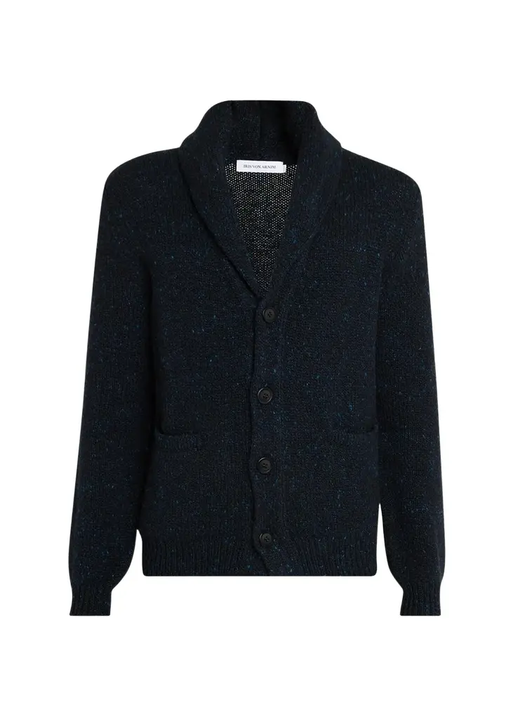 Iris Von Arnim Men's Melange Knit Wool & Cashmere Cardigan