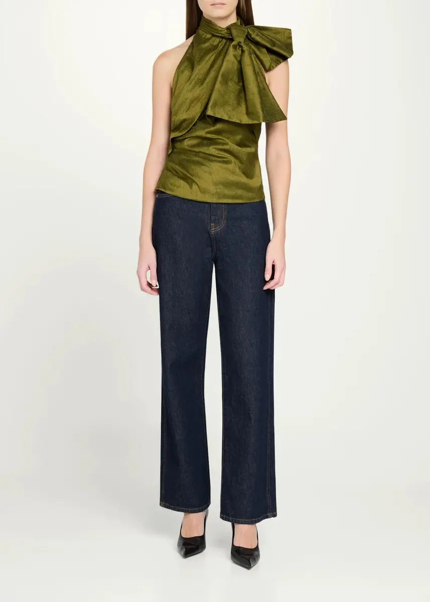 Christopher John Rogers Bow-Neck Silk Halter Top | Thumbnail 2 Christopher John Rogers Bow-Neck Silk Halter Top | Thumbnail 2