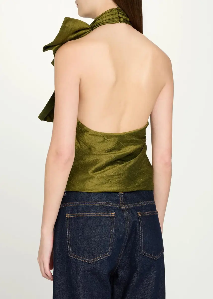 Christopher John Rogers Bow-Neck Silk Halter Top | Thumbnail 3 Christopher John Rogers Bow-Neck Silk Halter Top | Thumbnail 3