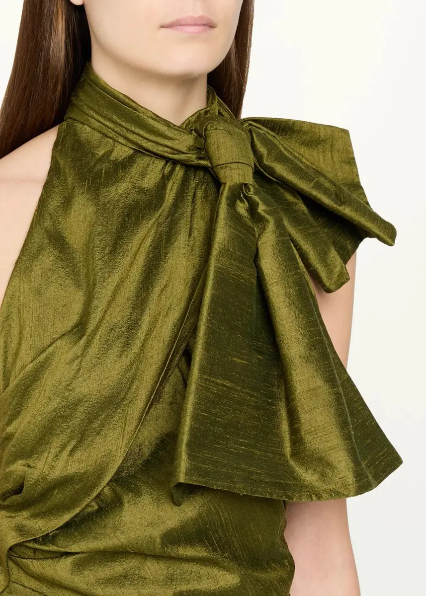 Christopher John Rogers Bow-Neck Silk Halter Top | Thumbnail 5 Christopher John Rogers Bow-Neck Silk Halter Top | Thumbnail 5