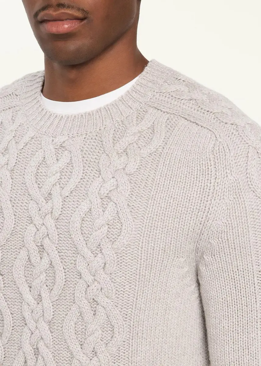 Iris Von Arnim Men's Cashmere Cable Crewneck Sweater | Thumbnail 5