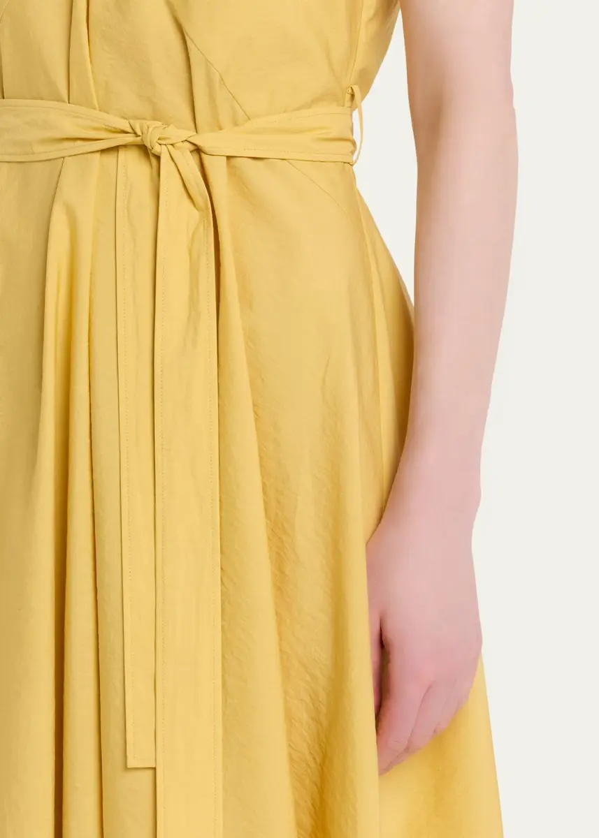 Brunello Cucinelli Sleeveless Belted Cotton Techno Poplin Midi Dress | Thumbnail 5 Brunello Cucinelli Sleeveless Belted Cotton Techno Poplin Midi Dress | Thumbnail 5