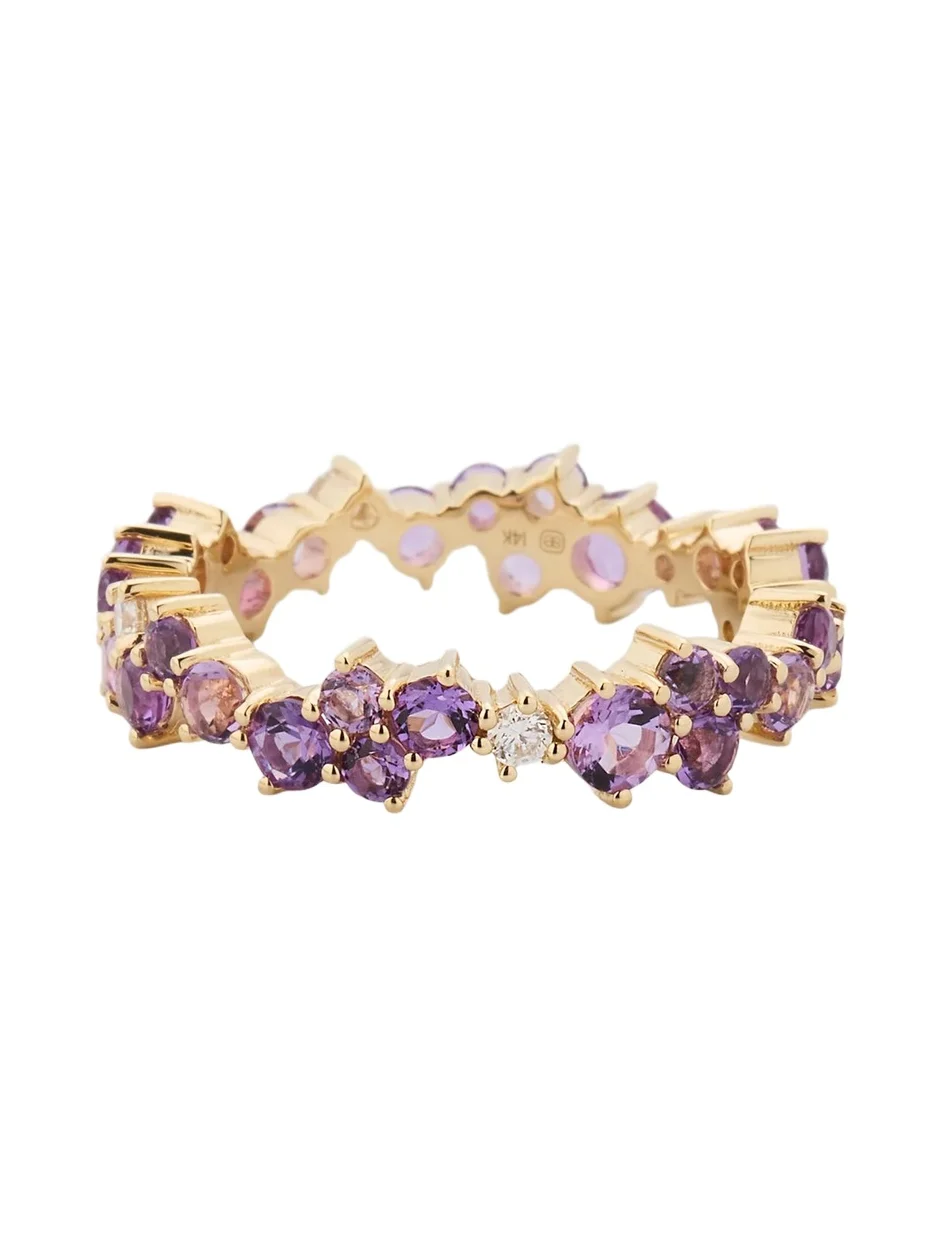 Sydney Evan 14K Amethyst Cocktail Ring with Diamonds