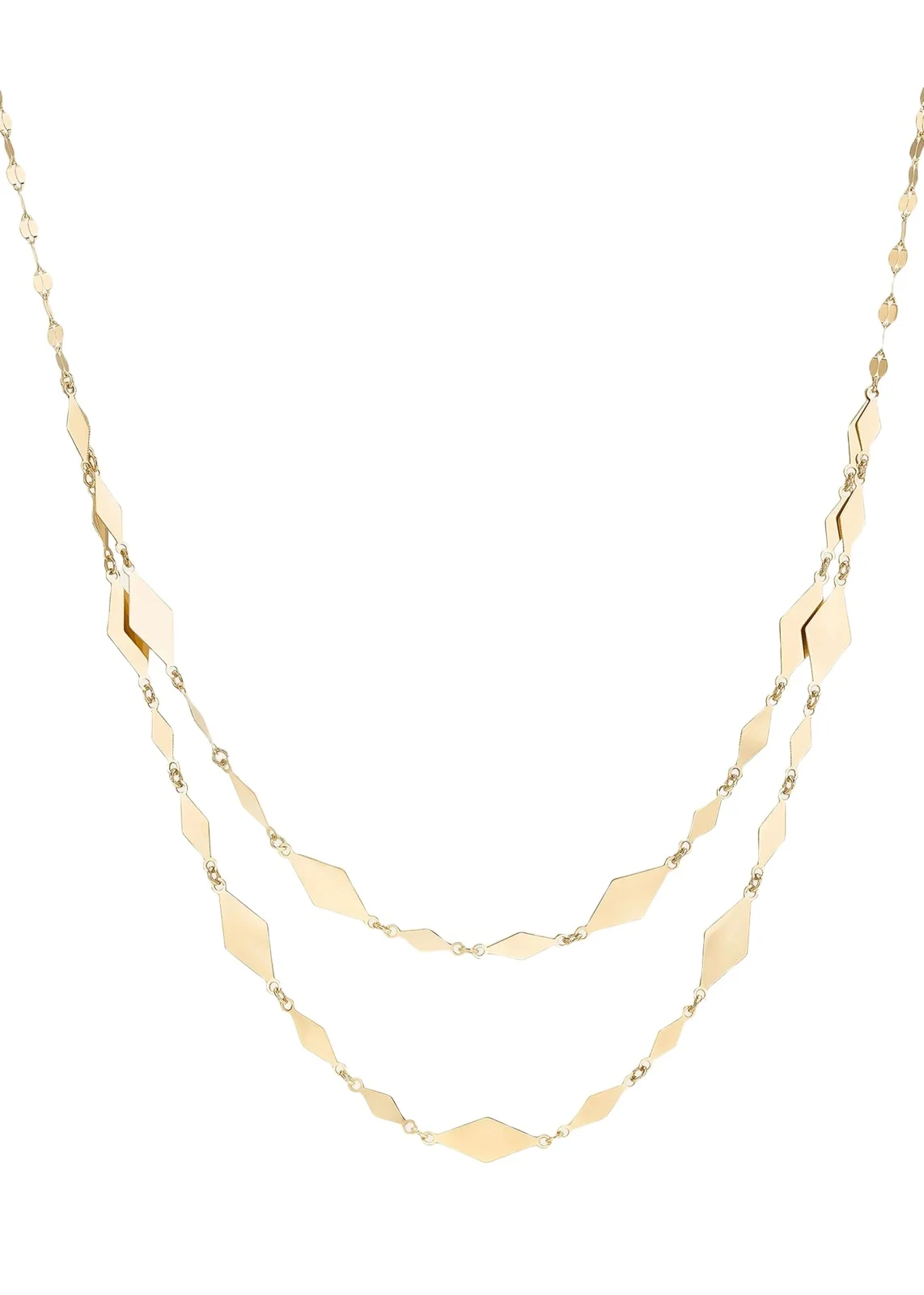 14K Double-Strand Geometric Chain Necklace
