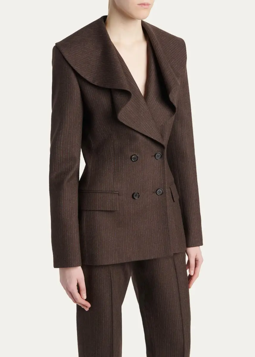 Alexander McQueen Striped Double-Breasted Wool Blazer | Thumbnail 4 Alexander McQueen Striped Double-Breasted Wool Blazer | Thumbnail 4