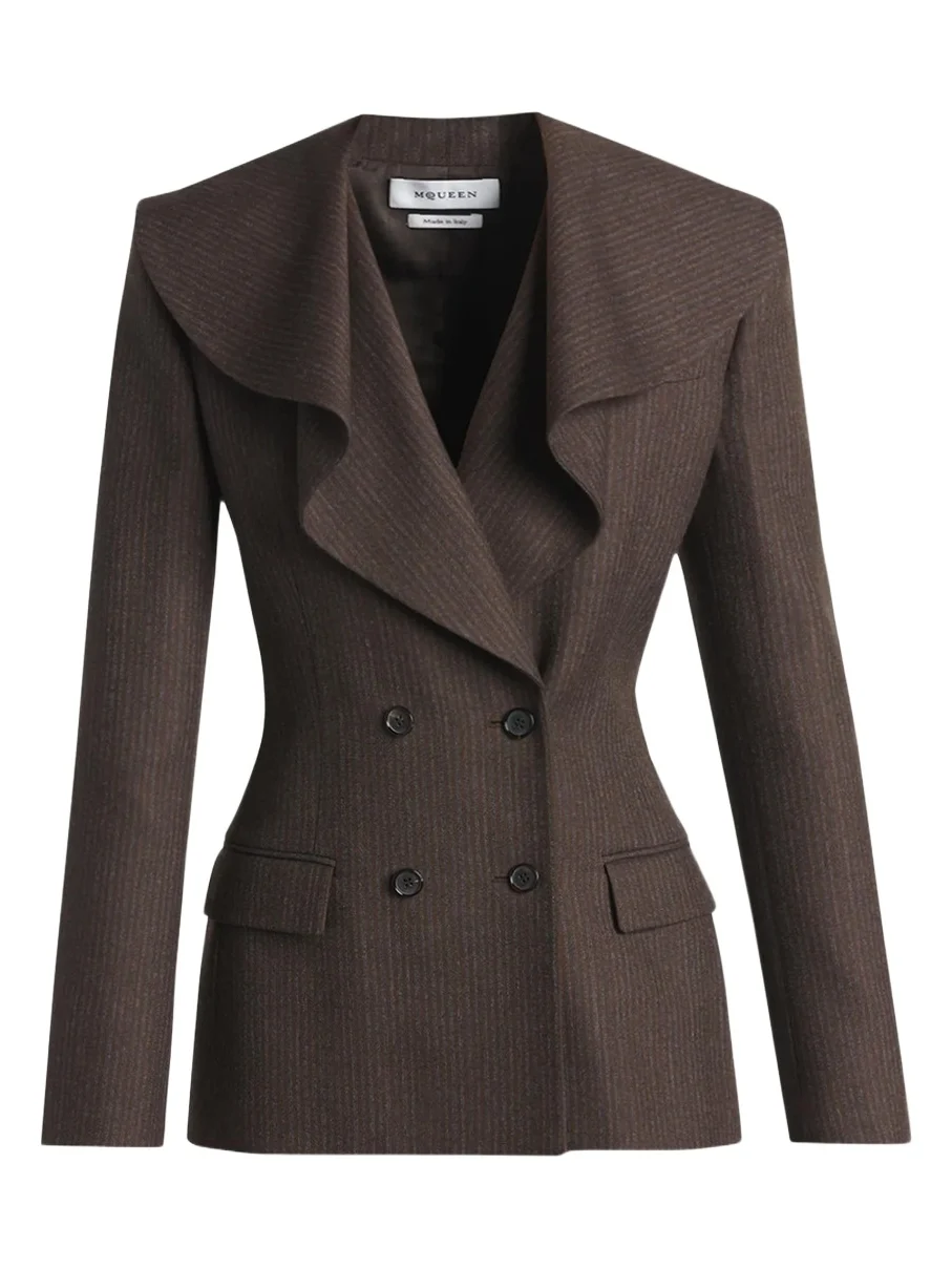 Striped Double-Breasted Wool Blazer Striped Double-Breasted Wool Blazer