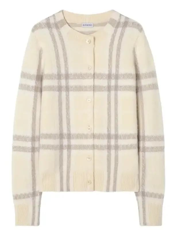 Burberry Checked Cashmere-Blend Cardigan