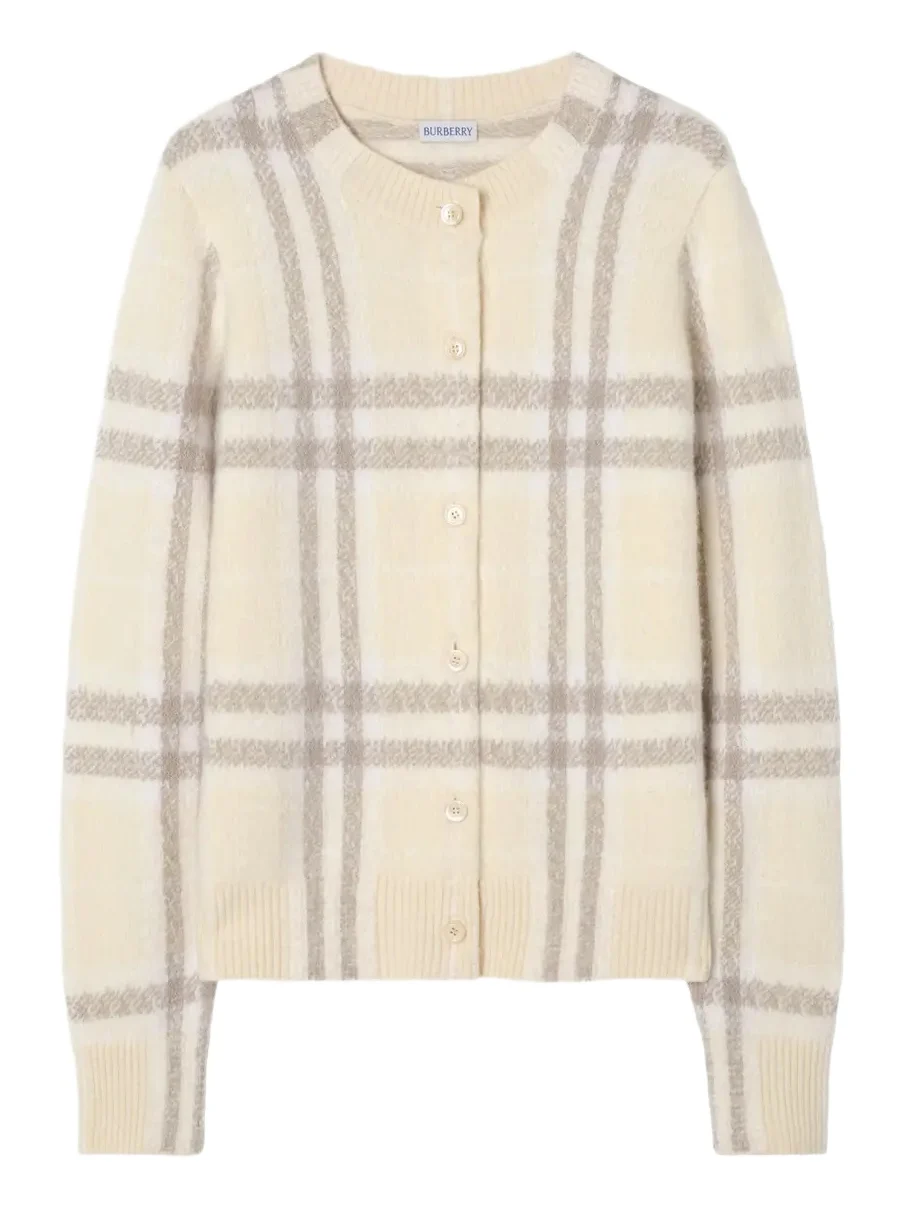 Burberry Checked Cashmere-Blend Cardigan