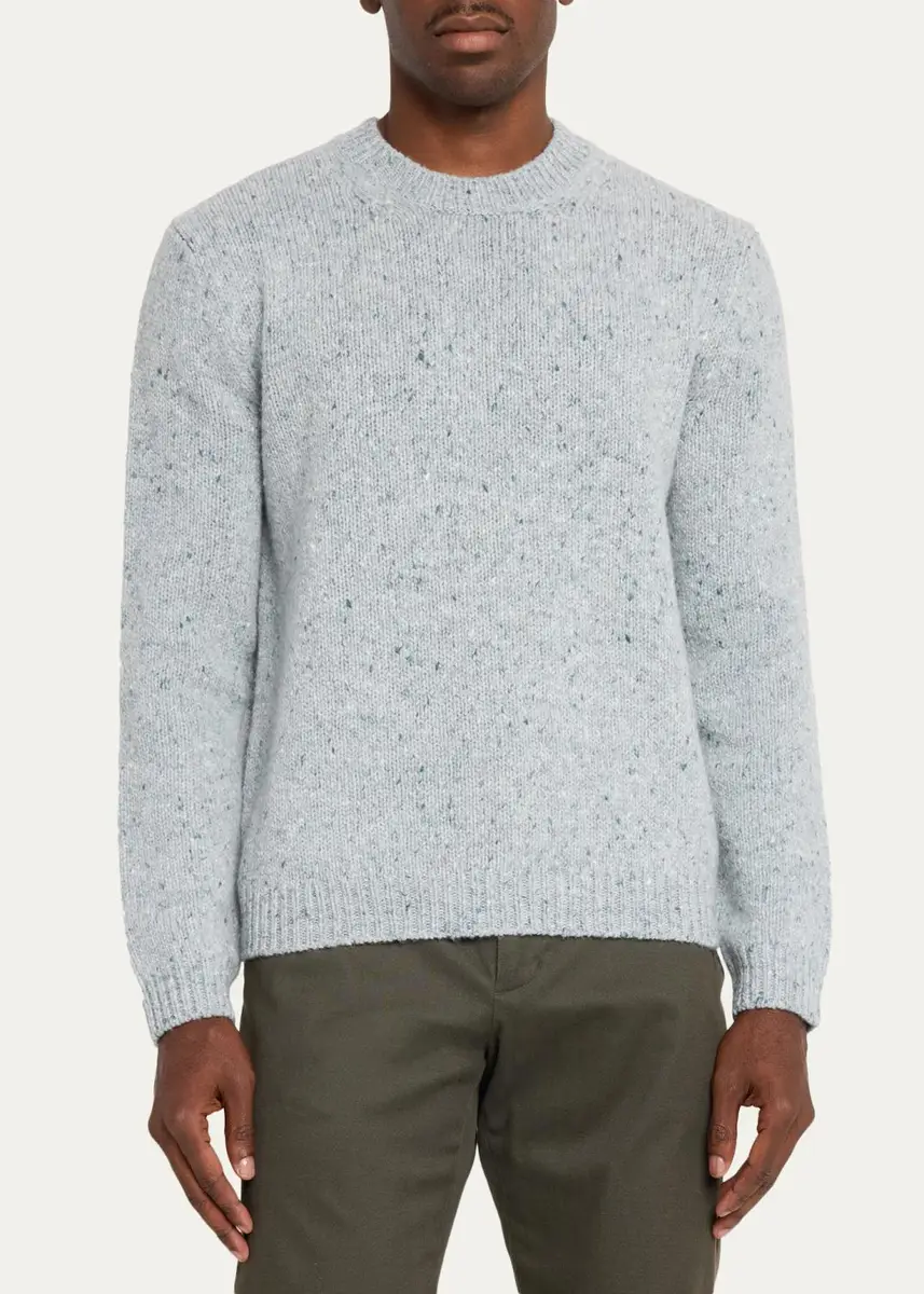 Iris Von Arnim Men's Melange Wool & Cashmere Crewneck Sweater | Thumbnail 4 Iris Von Arnim Men's Melange Wool & Cashmere Crewneck Sweater | Thumbnail 4