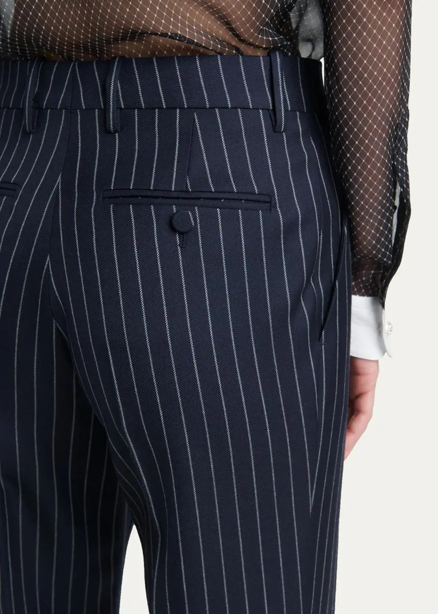 Tom Ford Corded Chalkstripe Wool Tailored Straight-Leg Boyfriend Pants | Thumbnail 5