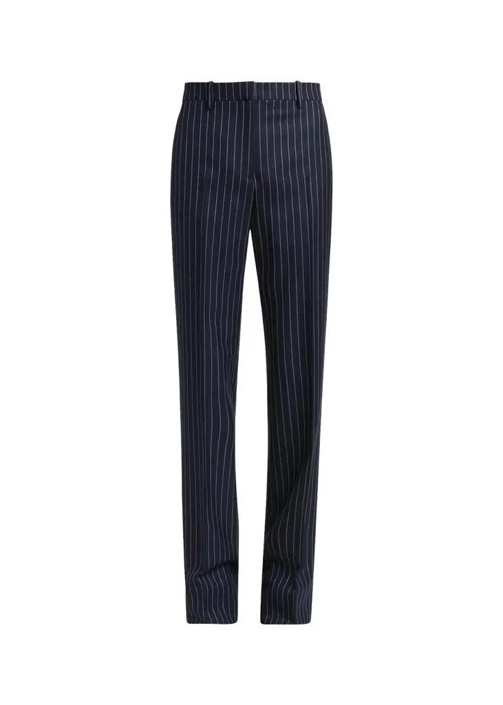 Tom Ford Corded Chalkstripe Wool Tailored Straight-Leg Boyfriend Pants