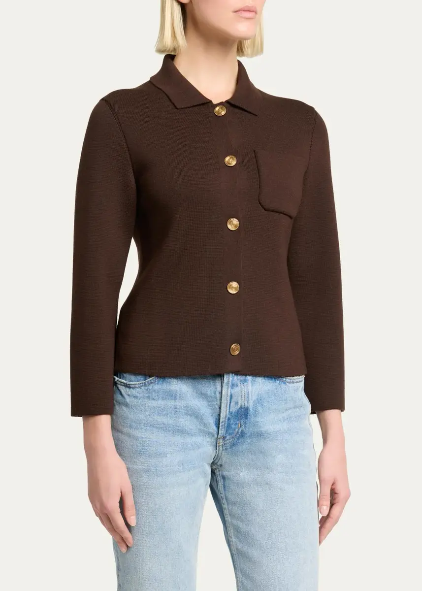 Saint Laurent Wool Polo Cardigan | Thumbnail 4
