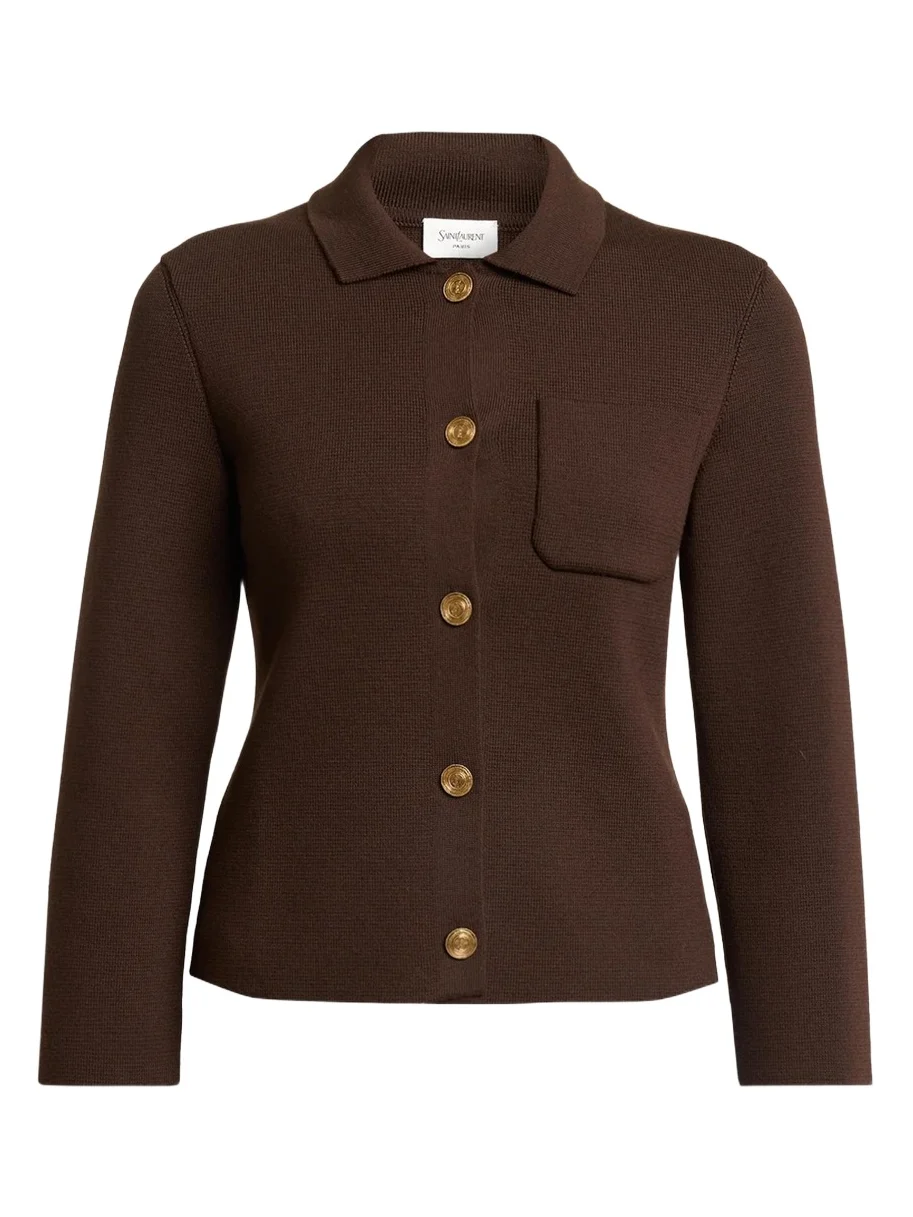 Saint Laurent Wool Polo Cardigan
