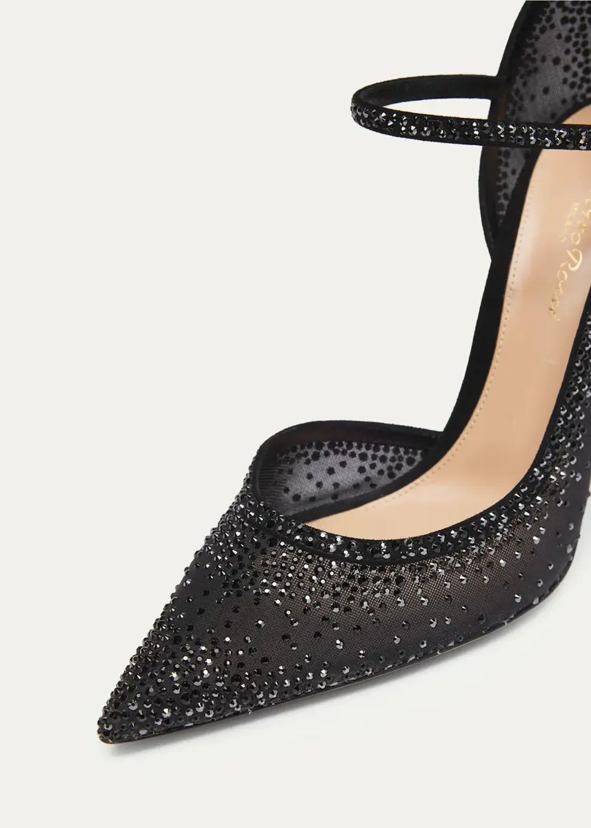 Gianvito Rossi 95mm Embellished Organza d'Orsay Pumps | Thumbnail 3 Gianvito Rossi 95mm Embellished Organza d'Orsay Pumps | Thumbnail 3