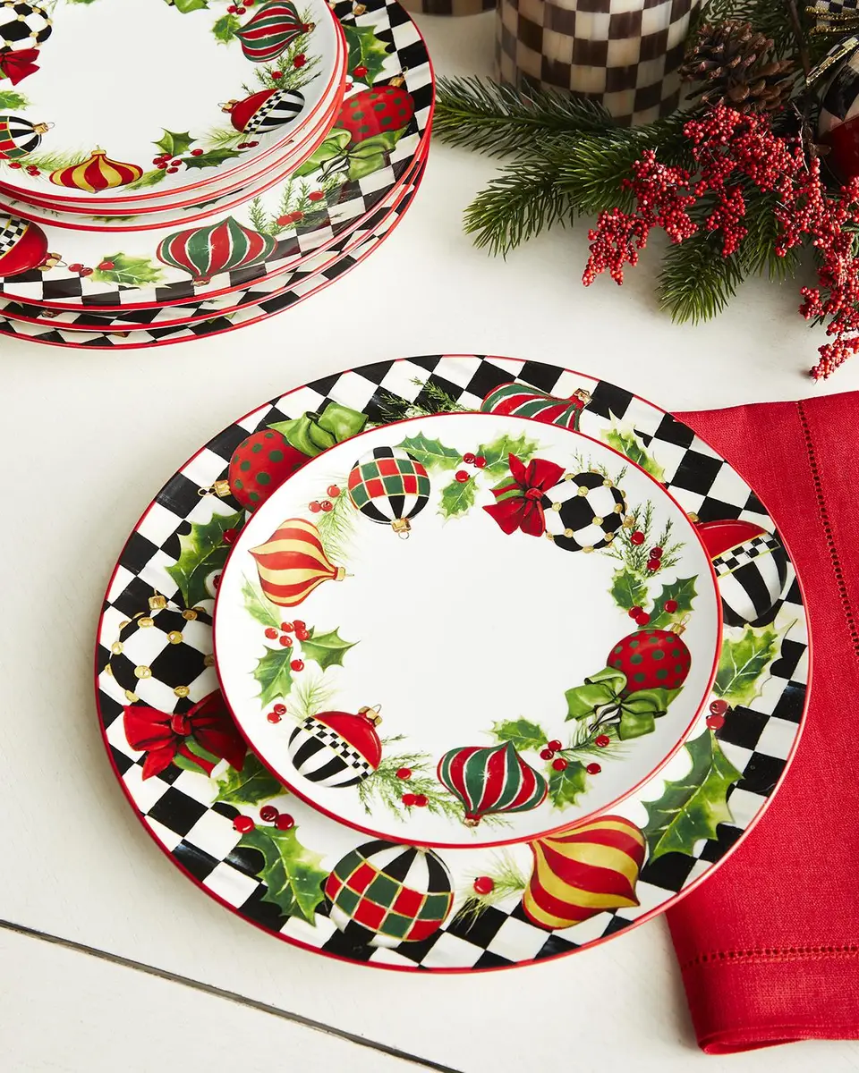 MacKenzie-Childs Deck The Halls Dinner Plates, Set of 4 | Thumbnail 2 MacKenzie-Childs Deck The Halls Dinner Plates, Set of 4 | Thumbnail 2
