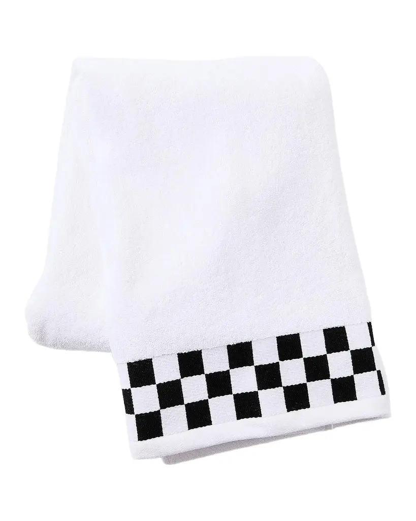 Bath Towel with Black Check Border