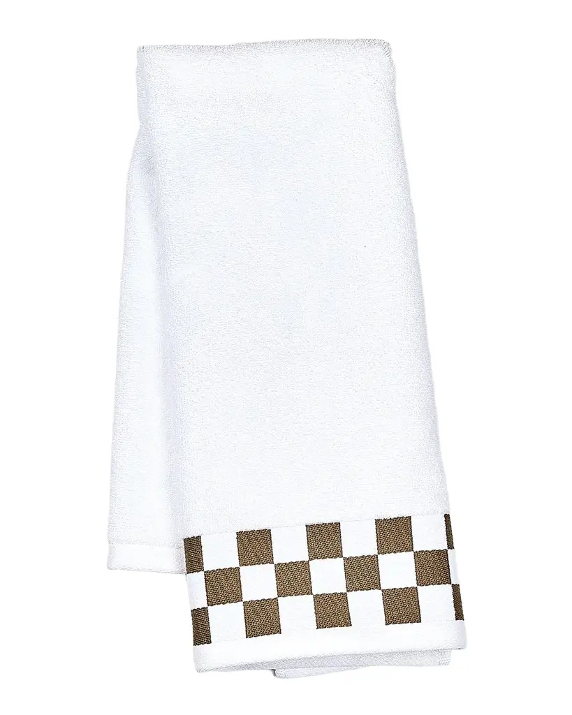 MacKenzie-Childs Hand Towel with Mocha Check Border