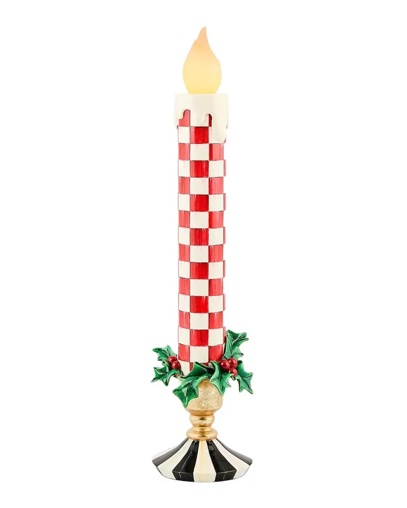 MacKenzie-Childs Check It Out Illuminated Red Retro Candle