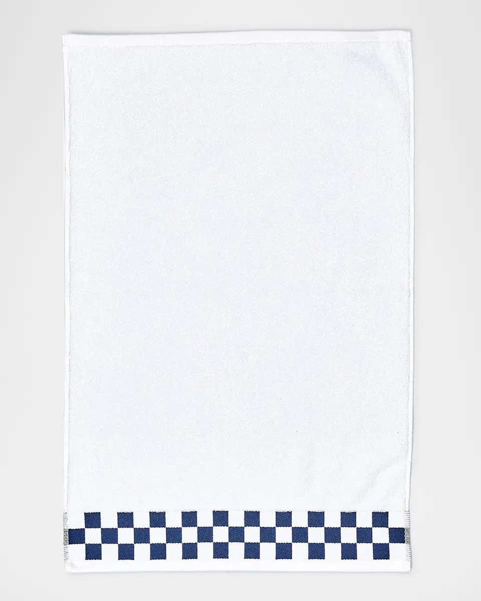 MacKenzie-Childs Hand Towel with Navy Check Border | Thumbnail 2