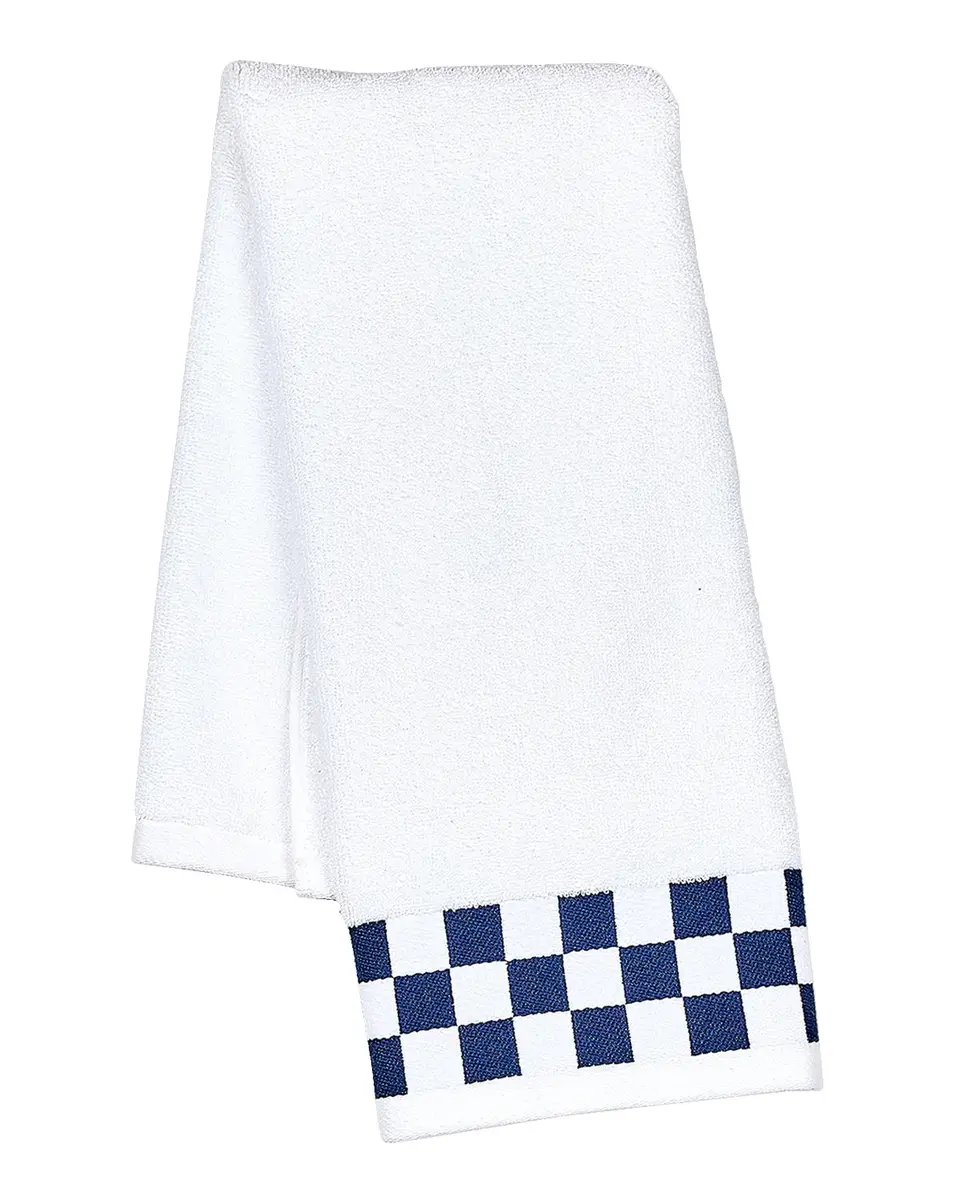 MacKenzie-Childs Hand Towel with Navy Check Border | Thumbnail 3