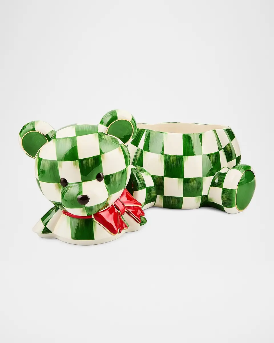 MacKenzie-Childs Check It Out Christmas Bear Cookie Jar | Thumbnail 2