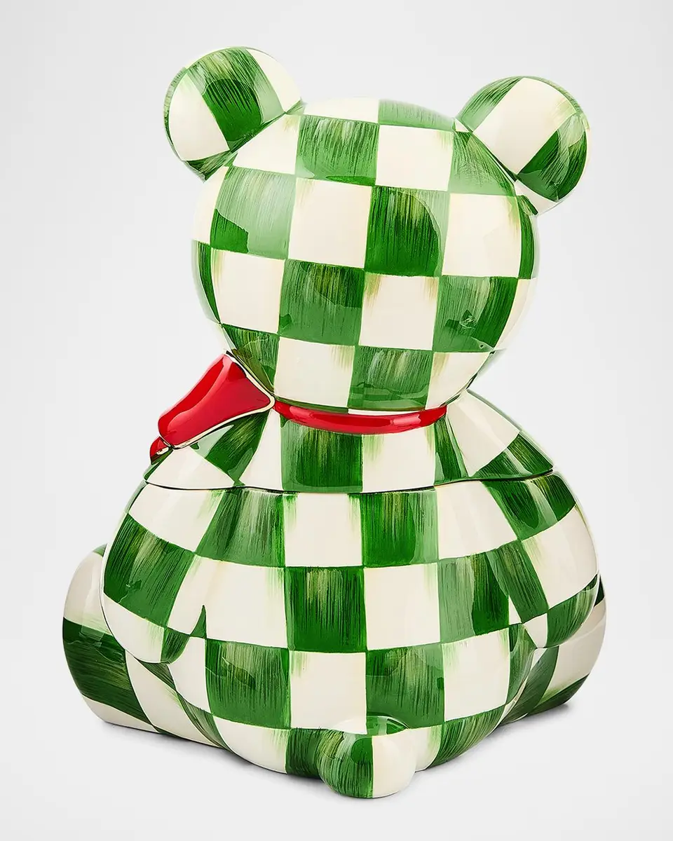 MacKenzie-Childs Check It Out Christmas Bear Cookie Jar | Thumbnail 3