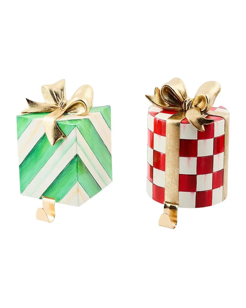 MacKenzie-Childs Check It Out Gift Stocking Holders, Set of 2