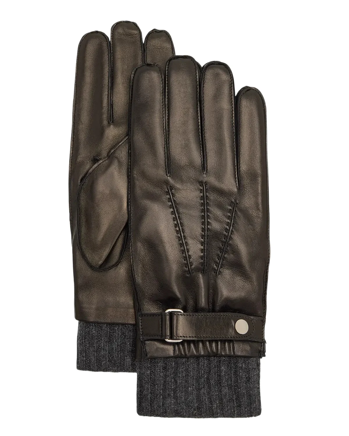 PORTOLANO Men's Napa Leather and Cashmere-Cuff Gloves