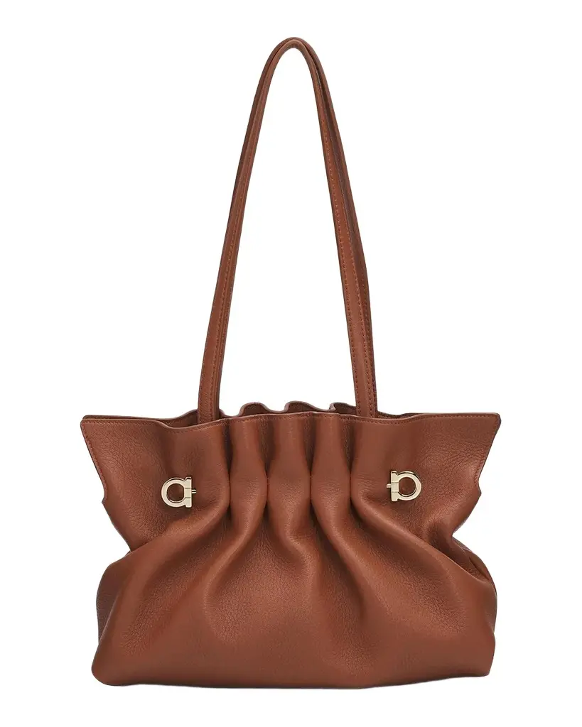 Ferragamo Soft Grain Leather Shoulder Bag