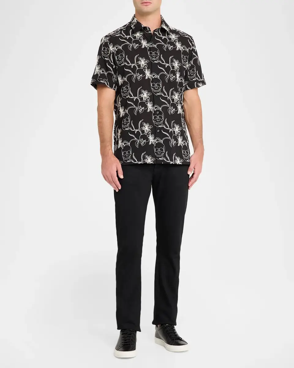 Robert Graham Men's Emden Skull-Schiffli Cotton-Blend Shirt | Thumbnail 2 Robert Graham Men's Emden Skull-Schiffli Cotton-Blend Shirt | Thumbnail 2