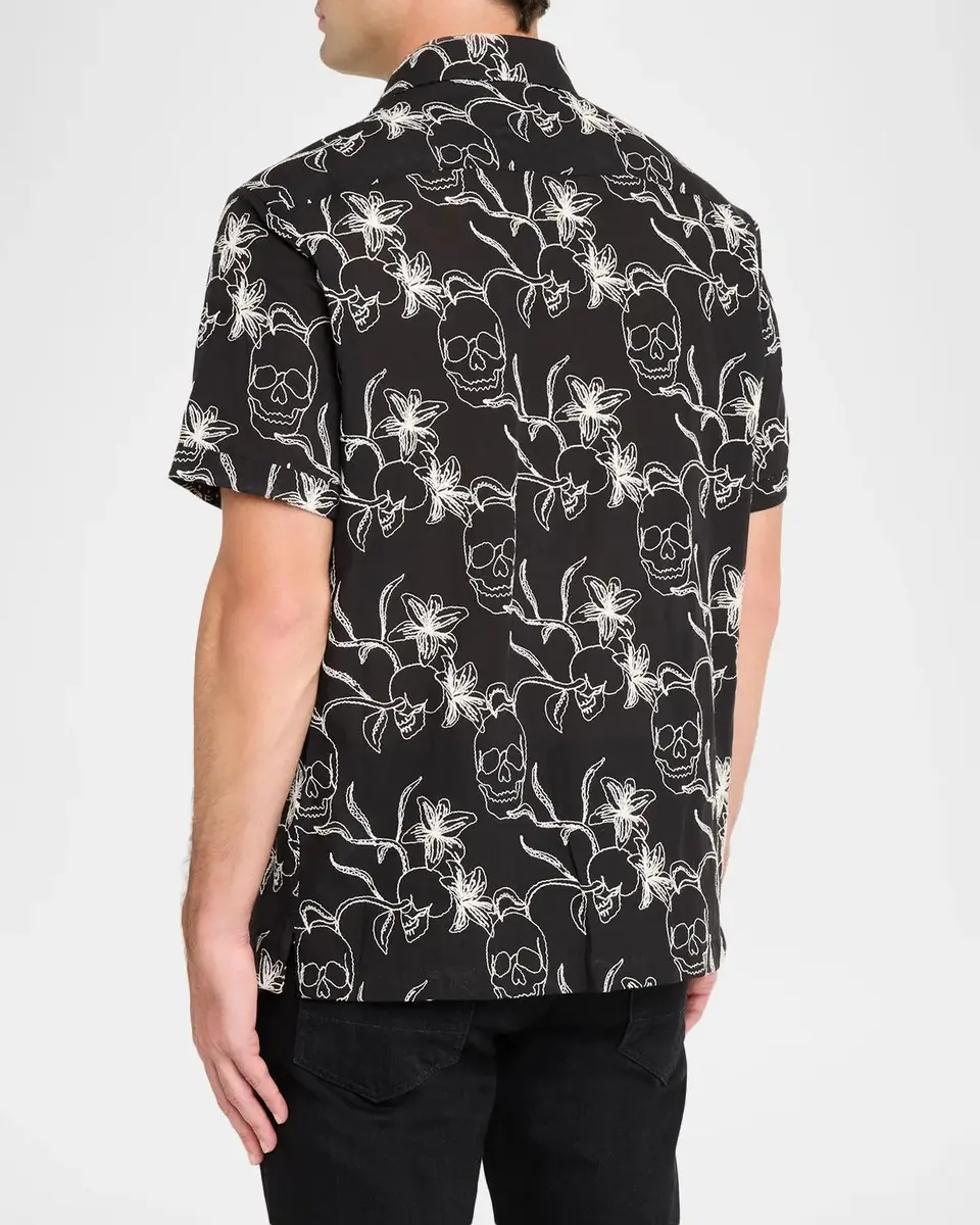 Robert Graham Men's Emden Skull-Schiffli Cotton-Blend Shirt | Thumbnail 3 Robert Graham Men's Emden Skull-Schiffli Cotton-Blend Shirt | Thumbnail 3