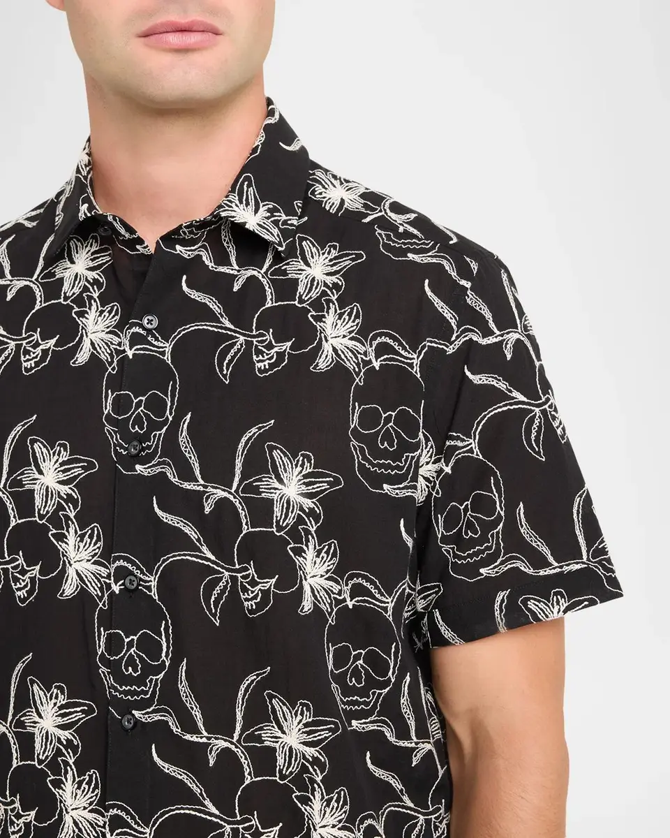 Robert Graham Men's Emden Skull-Schiffli Cotton-Blend Shirt | Thumbnail 5 Robert Graham Men's Emden Skull-Schiffli Cotton-Blend Shirt | Thumbnail 5