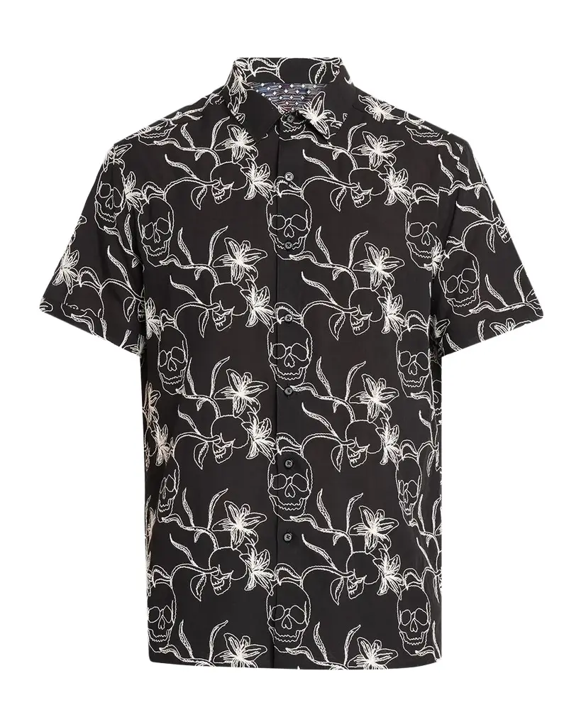 Robert Graham Men's Emden Skull-Schiffli Cotton-Blend Shirt