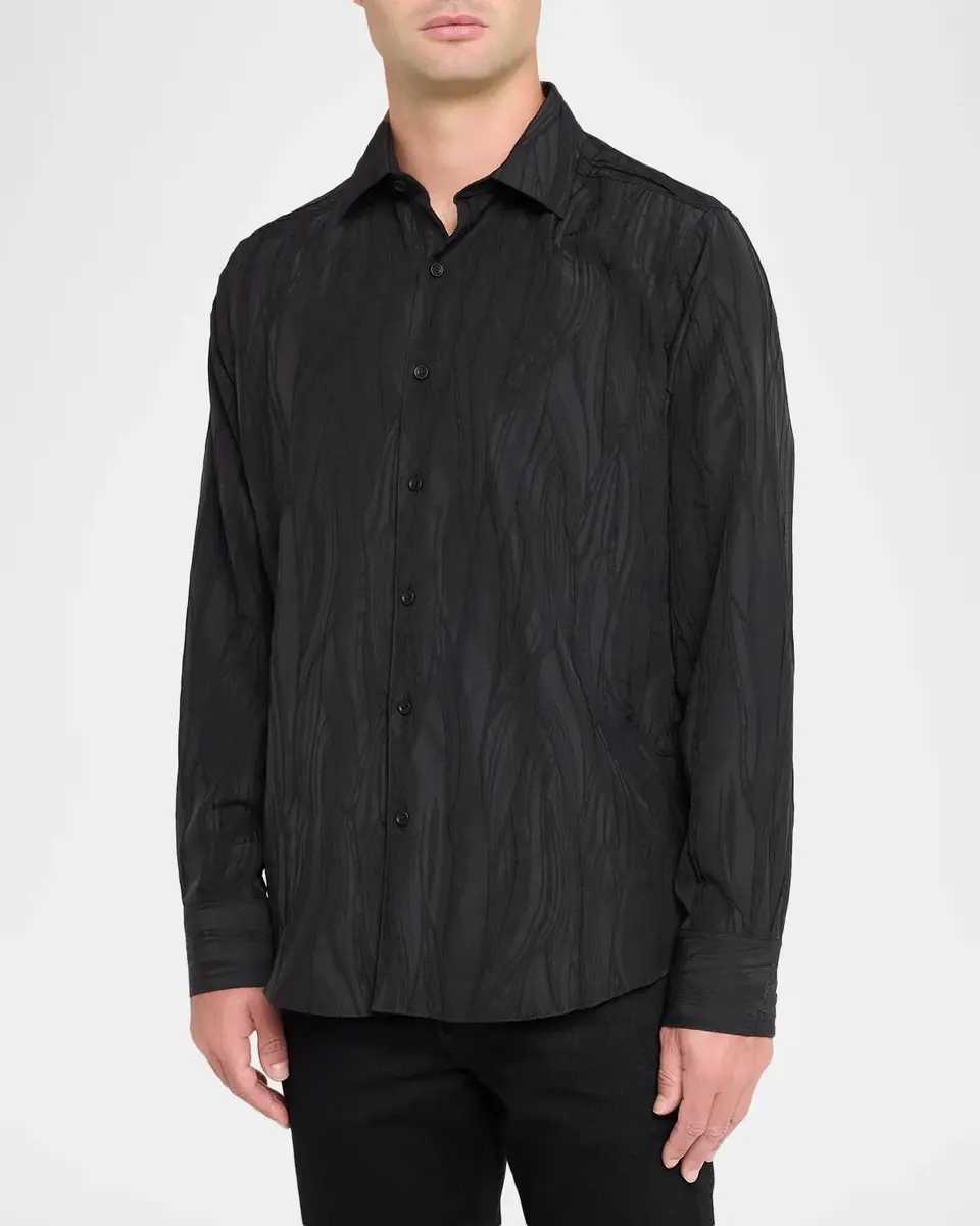 Robert Graham Men's Wells Textured Stretch-Jacquard Shirt | Thumbnail 4