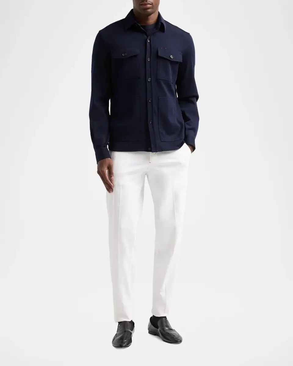Isaia Men's Wool-Nylon-Blend Jersey Overshirt | Thumbnail 2 Isaia Men's Wool-Nylon-Blend Jersey Overshirt | Thumbnail 2
