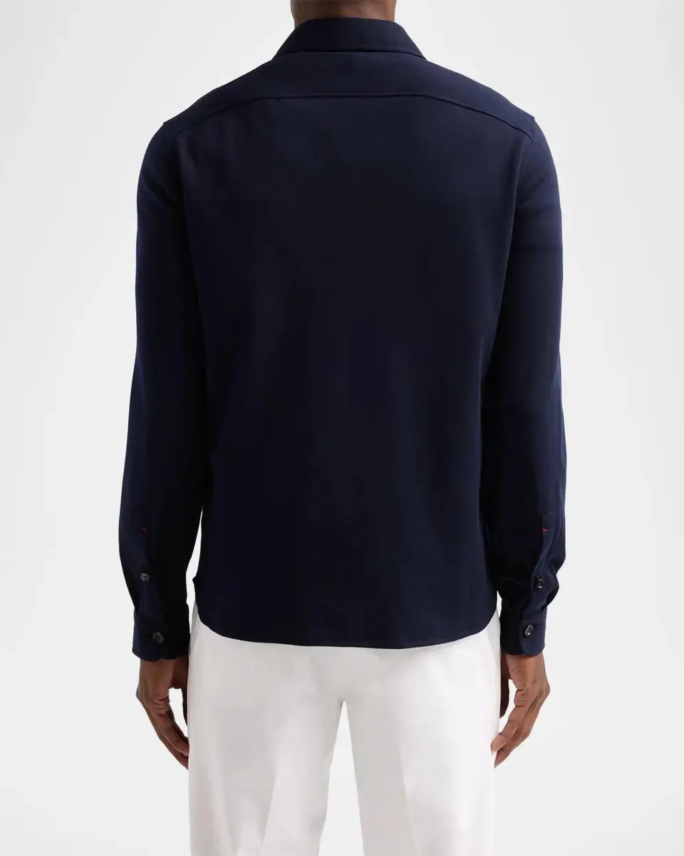Isaia Men's Wool-Nylon-Blend Jersey Overshirt | Thumbnail 3 Isaia Men's Wool-Nylon-Blend Jersey Overshirt | Thumbnail 3