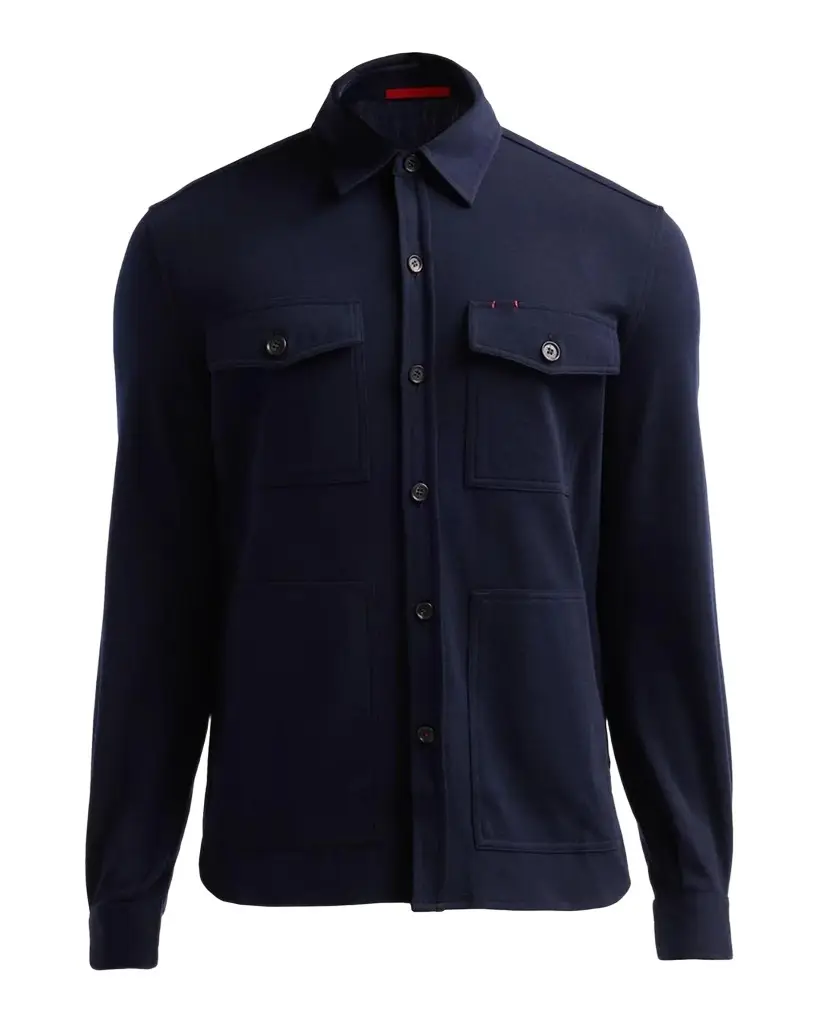 Isaia Men's Wool-Nylon-Blend Jersey Overshirt
