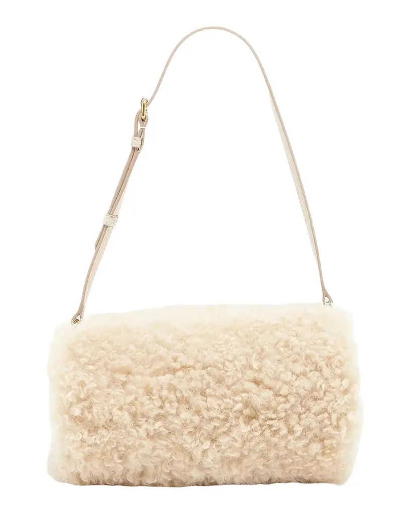 Stella McCartney Logo Bracelet Faux-Shearling Pouch