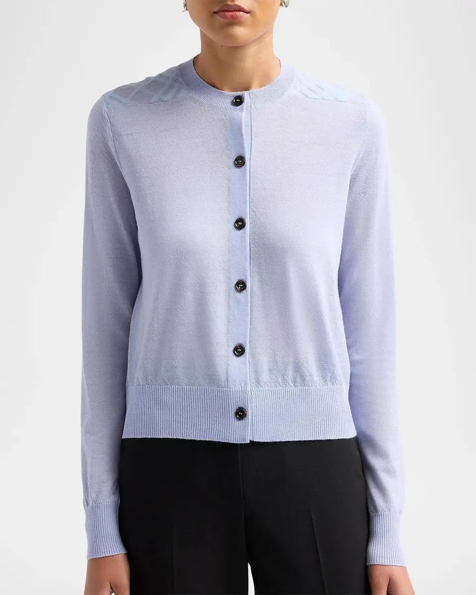 Burberry Wendy Wool Check-Shoulder Cardigan | Thumbnail 5 Burberry Wendy Wool Check-Shoulder Cardigan | Thumbnail 5