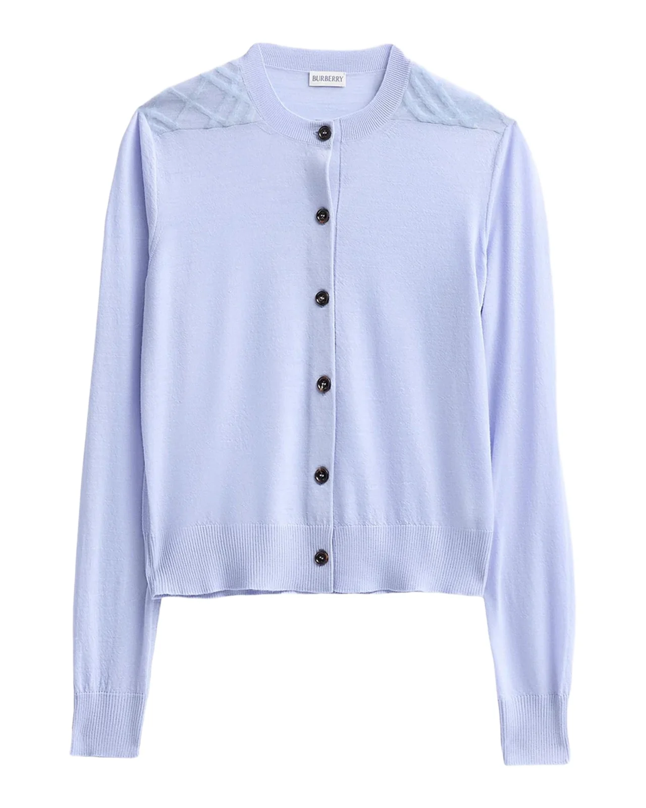 Burberry Wendy Wool Check-Shoulder Cardigan