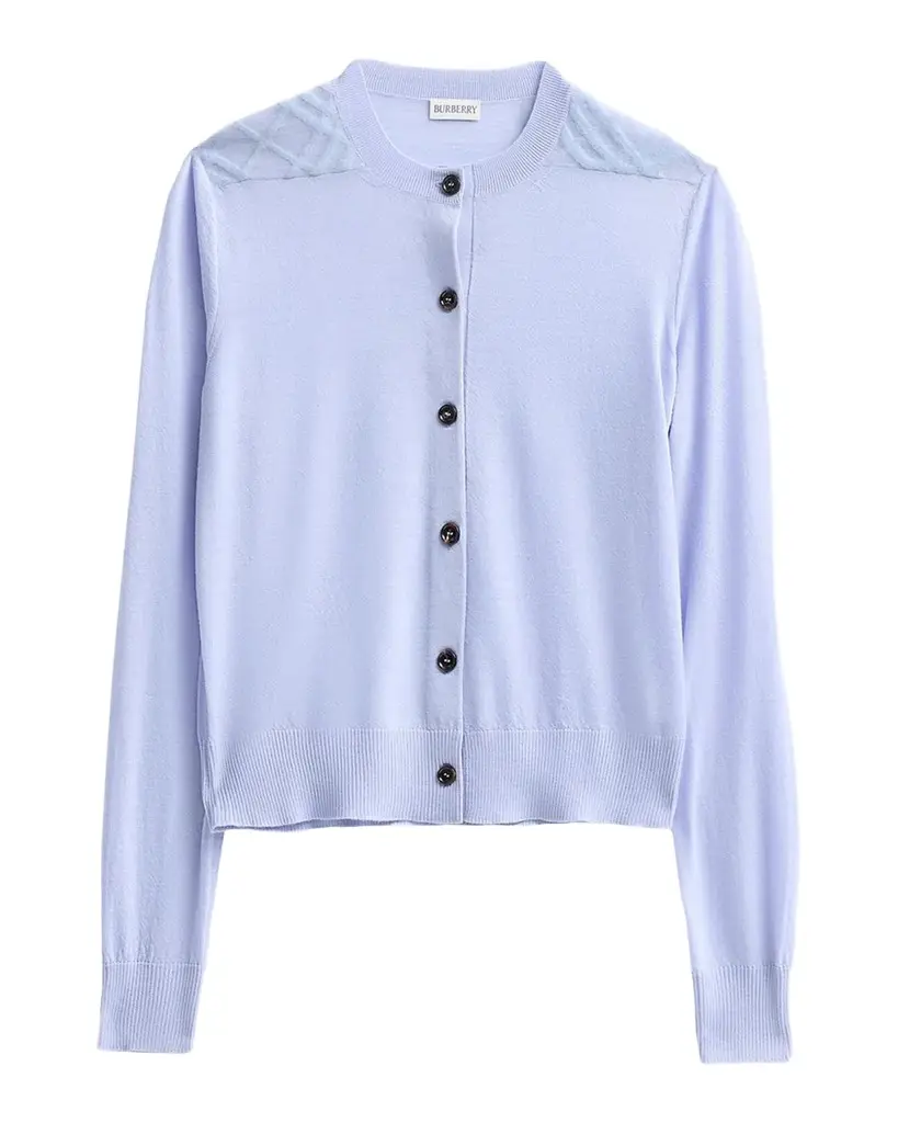 Wendy Wool Check-Shoulder Cardigan