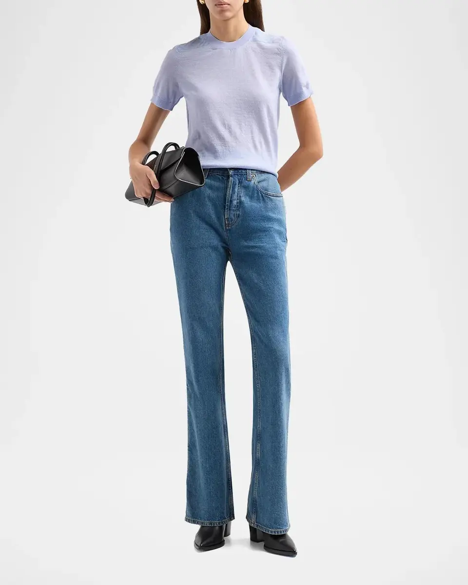 Burberry Winnie Check-Shoulder Wool-Silk Top | Thumbnail 2