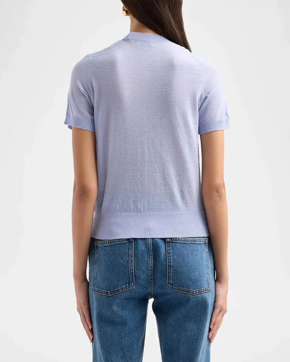 Burberry Winnie Check-Shoulder Wool-Silk Top | Thumbnail 3
