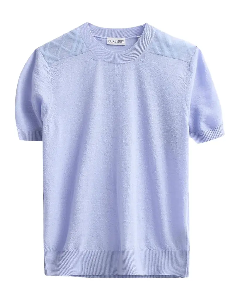 Burberry Winnie Check-Shoulder Wool-Silk Top