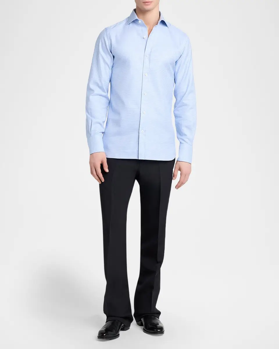 TOM FORD Boutique Men's Cotton Pique Jacquard Dress Shirt | Thumbnail 2