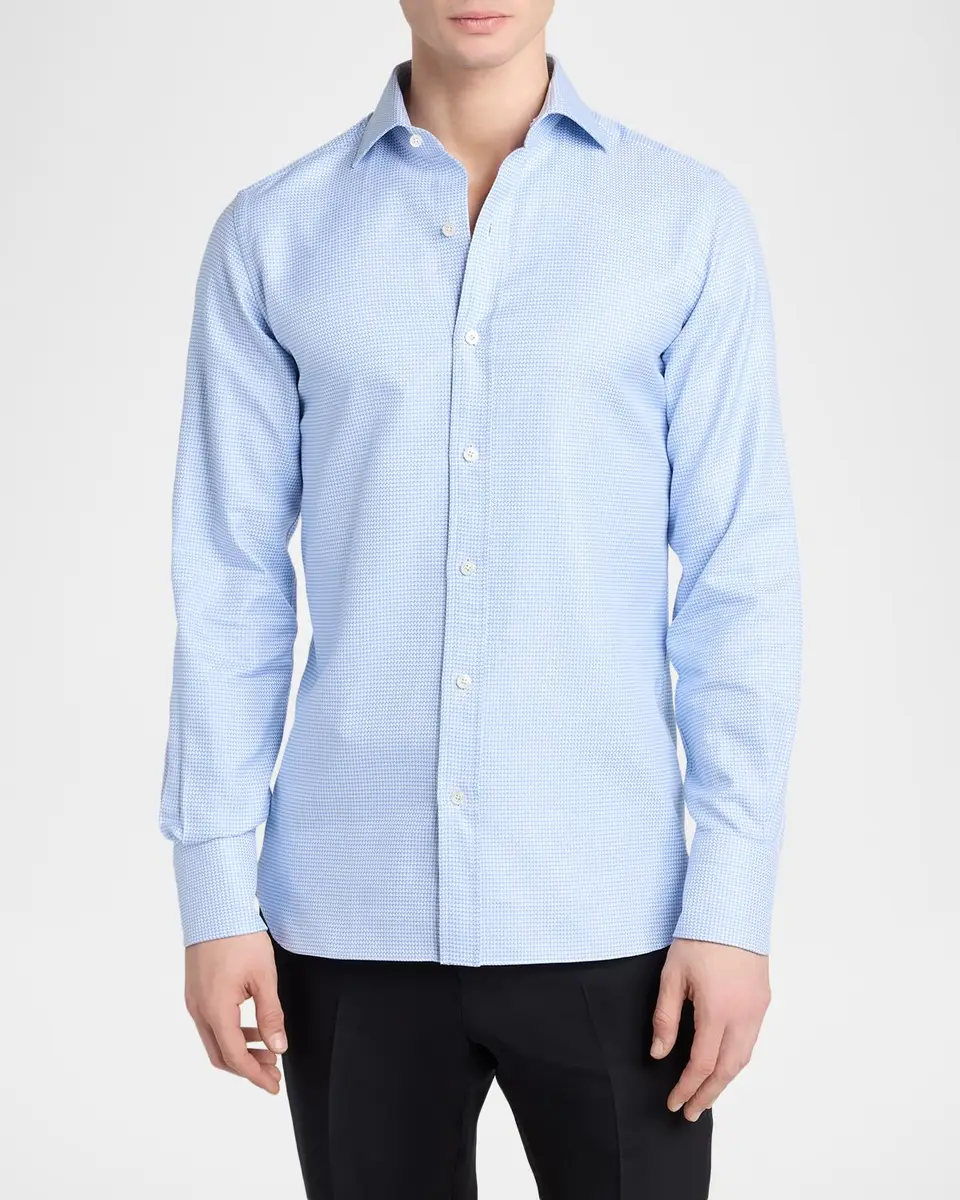 TOM FORD Boutique Men's Cotton Pique Jacquard Dress Shirt | Thumbnail 4