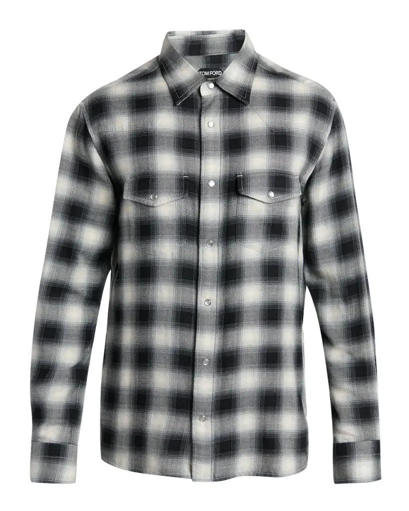 Men's Twill Overcheck Snap-Front Western Shirt