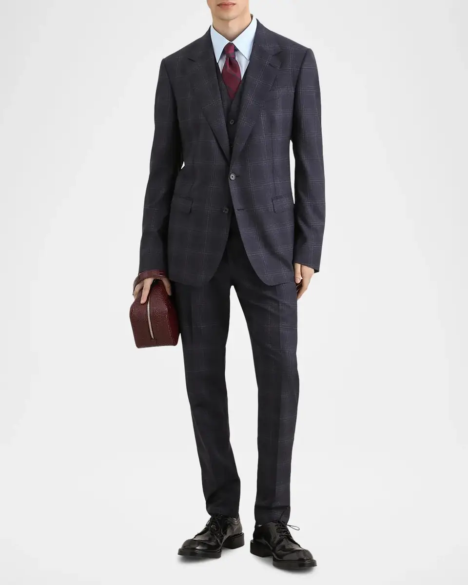 Dolce & Gabbana Men's Single-Breasted Plaid Three-Piece Suit | Thumbnail 2 Dolce & Gabbana Men's Single-Breasted Plaid Three-Piece Suit | Thumbnail 2